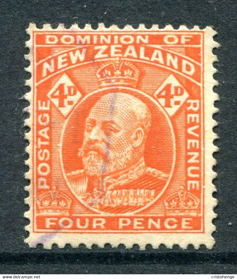 New Zealand 1909-16 King Edward VII - P.14 X 14½ - 4d Orange-red Used (SG 390) - Usados