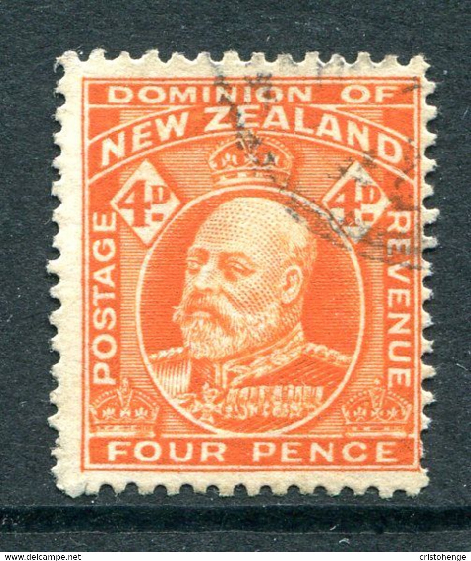 New Zealand 1909-16 King Edward VII - P.14 X 14½ - 4d Orange-red Used (SG 390) - Usati