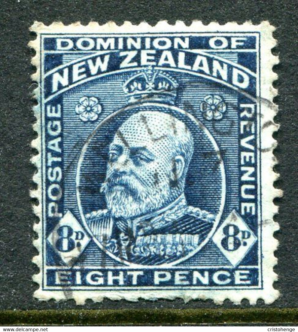 New Zealand 1909-16 King Edward VII - P.14 X 14½ - 8d Indigo-blue Used (SG 393) - Used Stamps