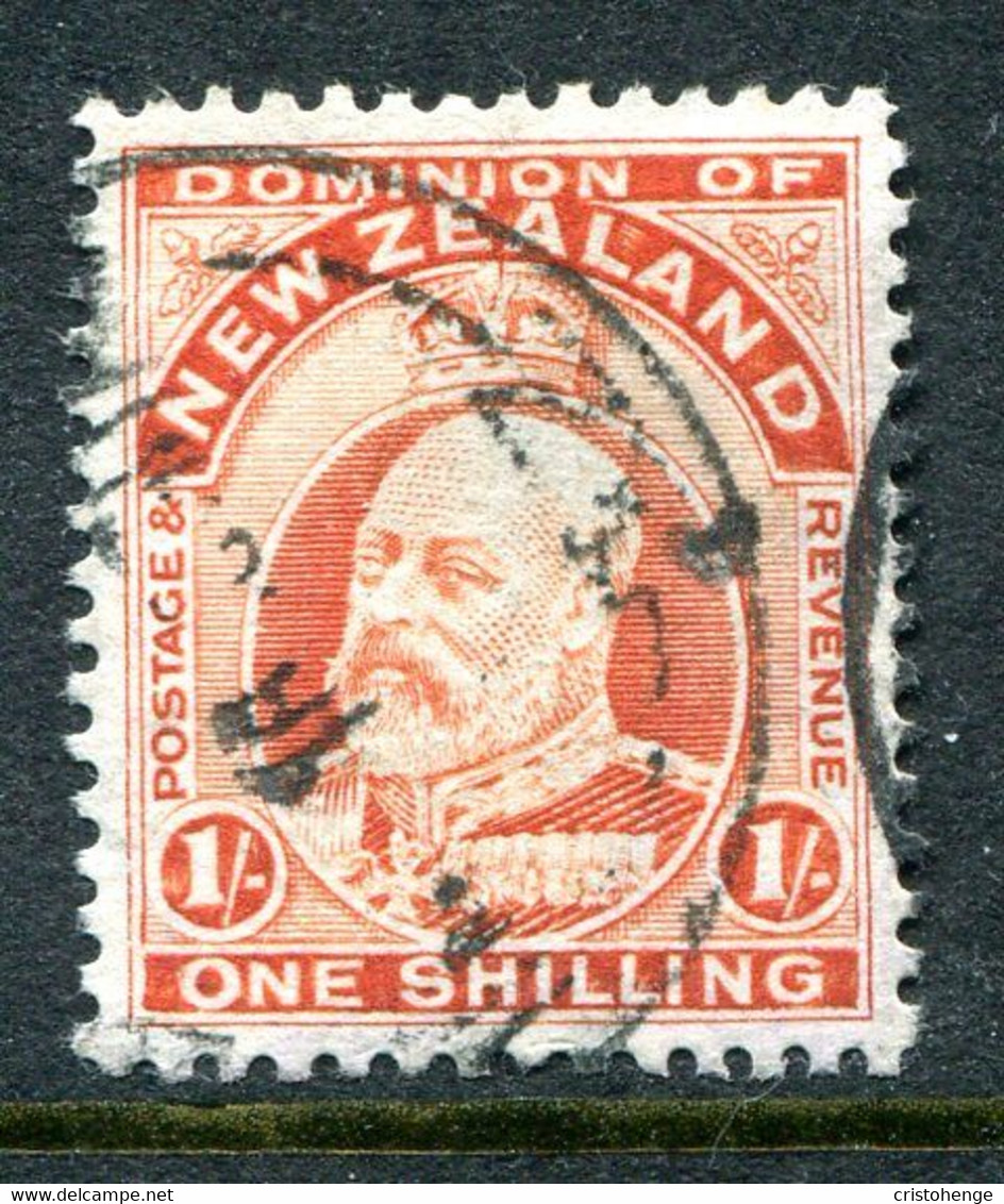 New Zealand 1909-16 King Edward VII - P.14 X 14½ - 1/- Vermilion Used (SG 394) - Used Stamps