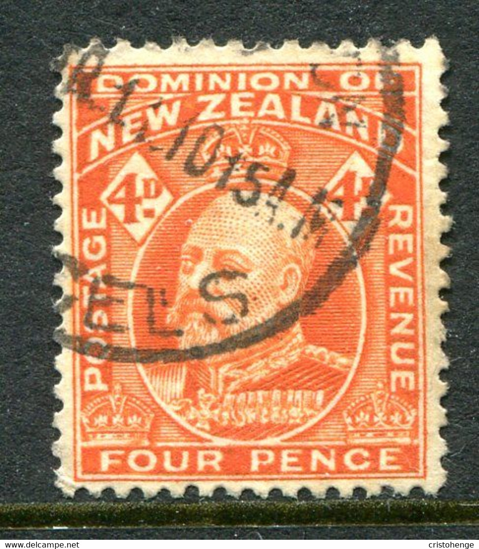 New Zealand 1909-16 King Edward VII - P.14 - 4d Orange Used (SG 396) - Used Stamps