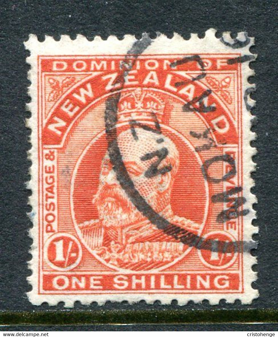 New Zealand 1909-16 King Edward VII - P.14 - 1/- Vermilion Used (SG 399) - Used Stamps