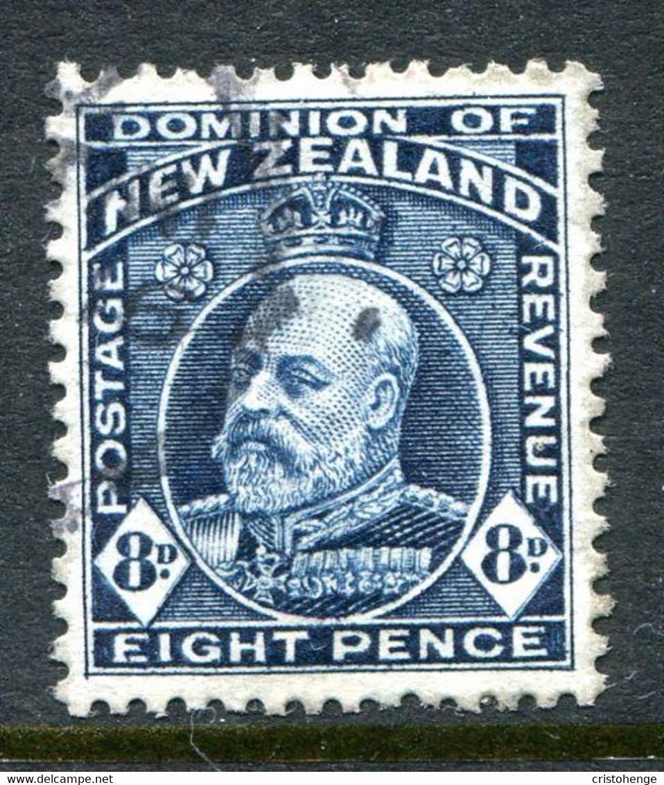 New Zealand 1909-16 King Edward VII - P.14 X 13½ - 8d Indigo-blue Used (SG 404) - Oblitérés