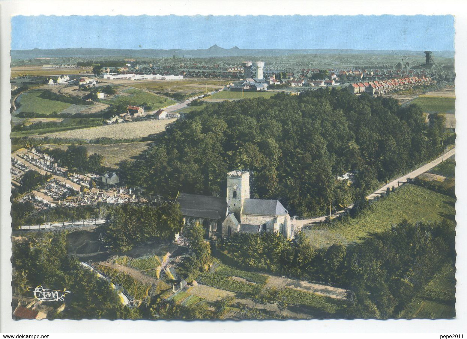 CPSM 62 - Pas De Calais - HOUDAIN Vue Générale Aérienne - Eglise St Jean Baptiste - Houdain