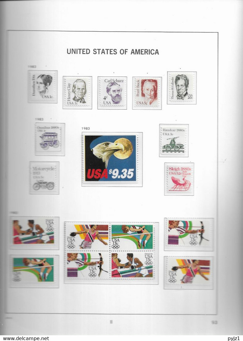 1983 MNH USA  Year Complete According To DAVO Album, Postfris** - Annate Complete