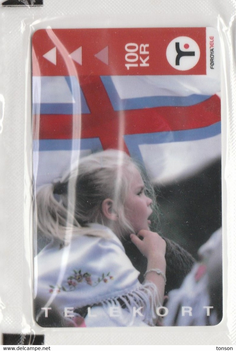 Faroe Islands, OD-034, Mint In Blister 100 Kr, Faroese Map & Flag, Flag, 2 Scans. - Faroe Islands