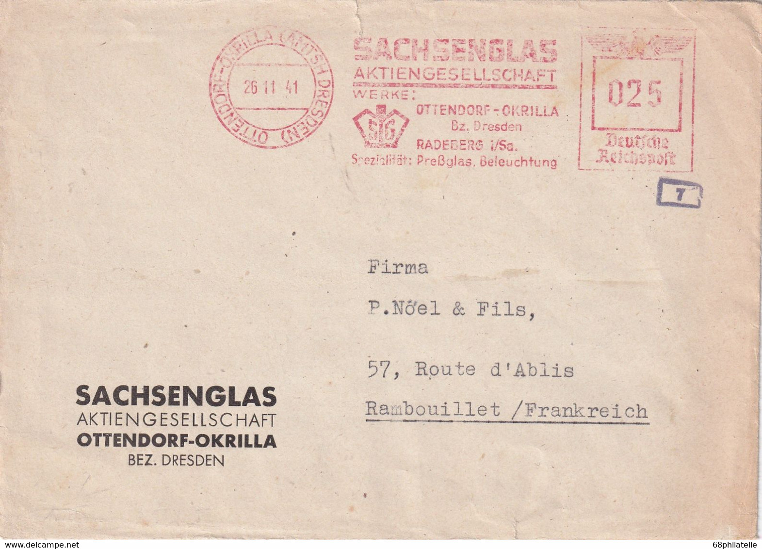 ALLEMAGNE 1941 LETTRE CENSUREE EMA DE OTTENDORF-OKRILLA - Maschinenstempel (EMA)