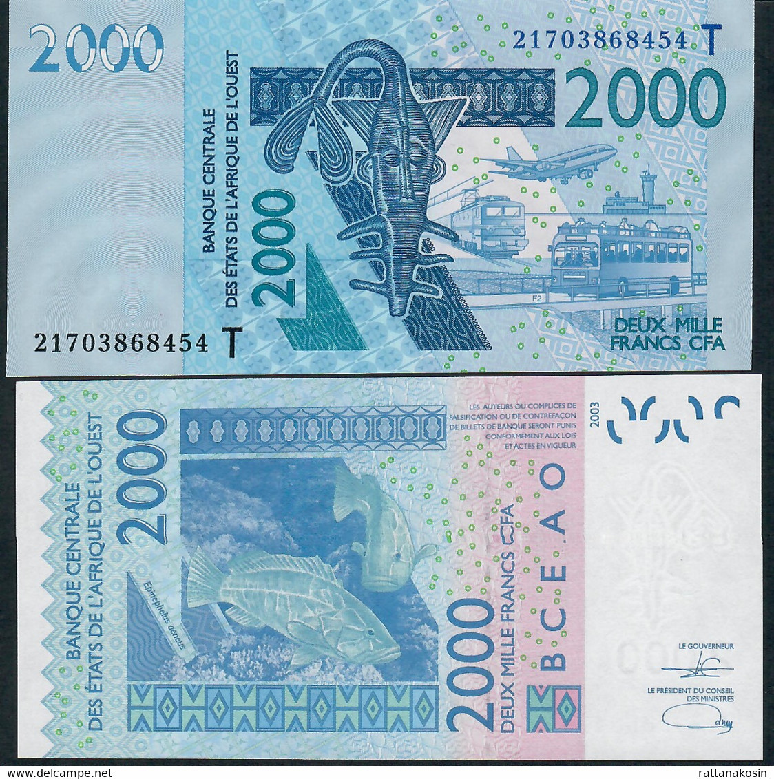 W.A.S. TOGO P816Tu 2000 FRANCS (20)21 2021 Signature 45 UNC. - Westafrikanischer Staaten