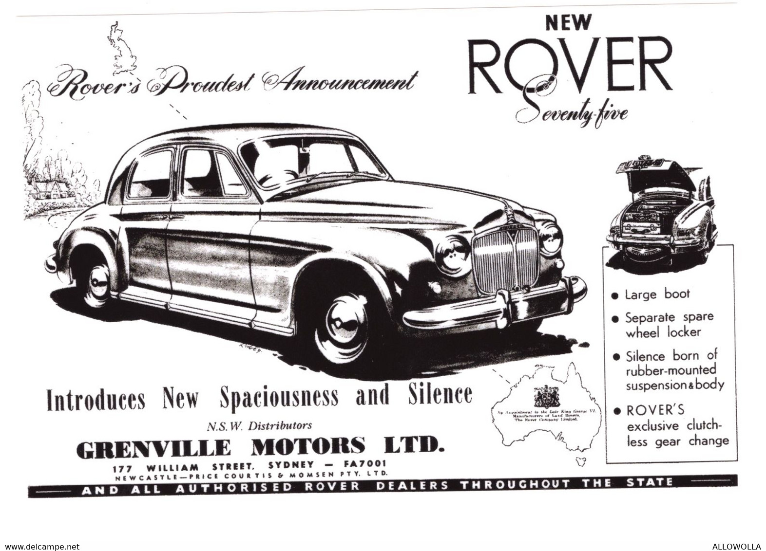 17227 " ROVER 75  " RIPRODUZIONE SU CARTA FOTOGRAFICA-FOTO B/N Cm. 10,2 X 15,2 - Automobile