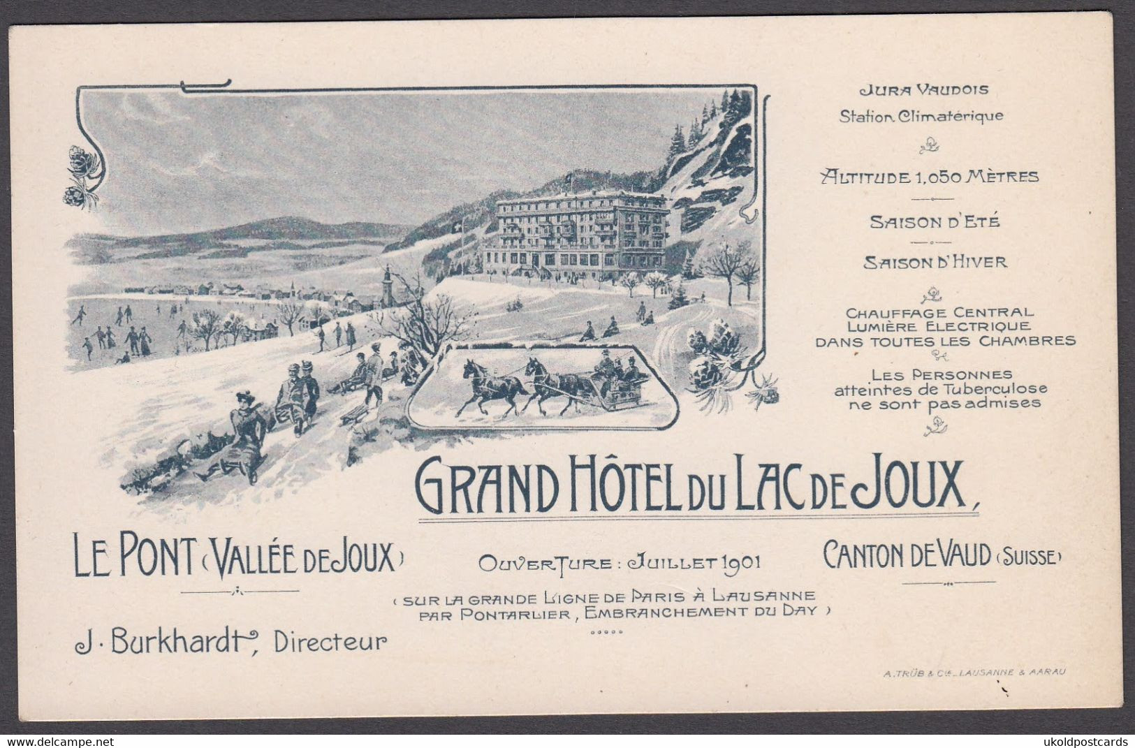 CPA  Suisse,  LE PONT ( Vallee De Joux ) - Grand Hotel Du Lac De Joux 1901 - Otros & Sin Clasificación