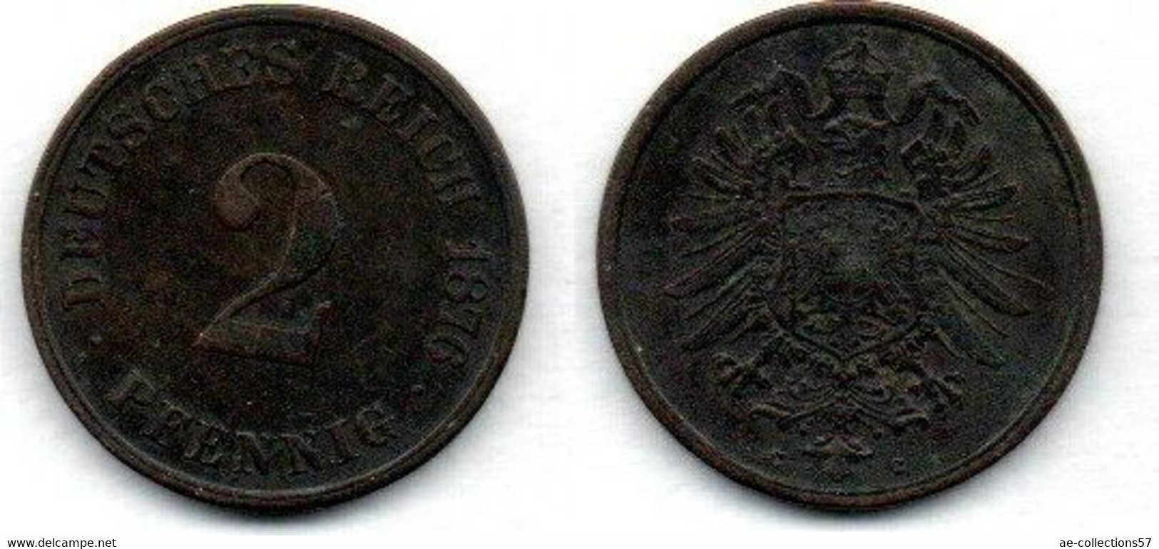 Allemagne - Deutschland - Germany  2 Pfennig 1876 C TB+ - 2 Pfennig