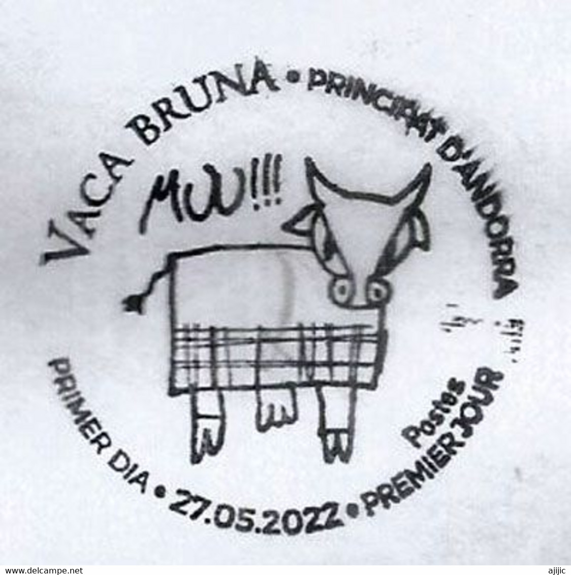 2022 ,La Vache Brune , La Vaca Marrón (Vaca Bruna)  FDC Andorra La Vella  27-05-2022 - Lettres & Documents