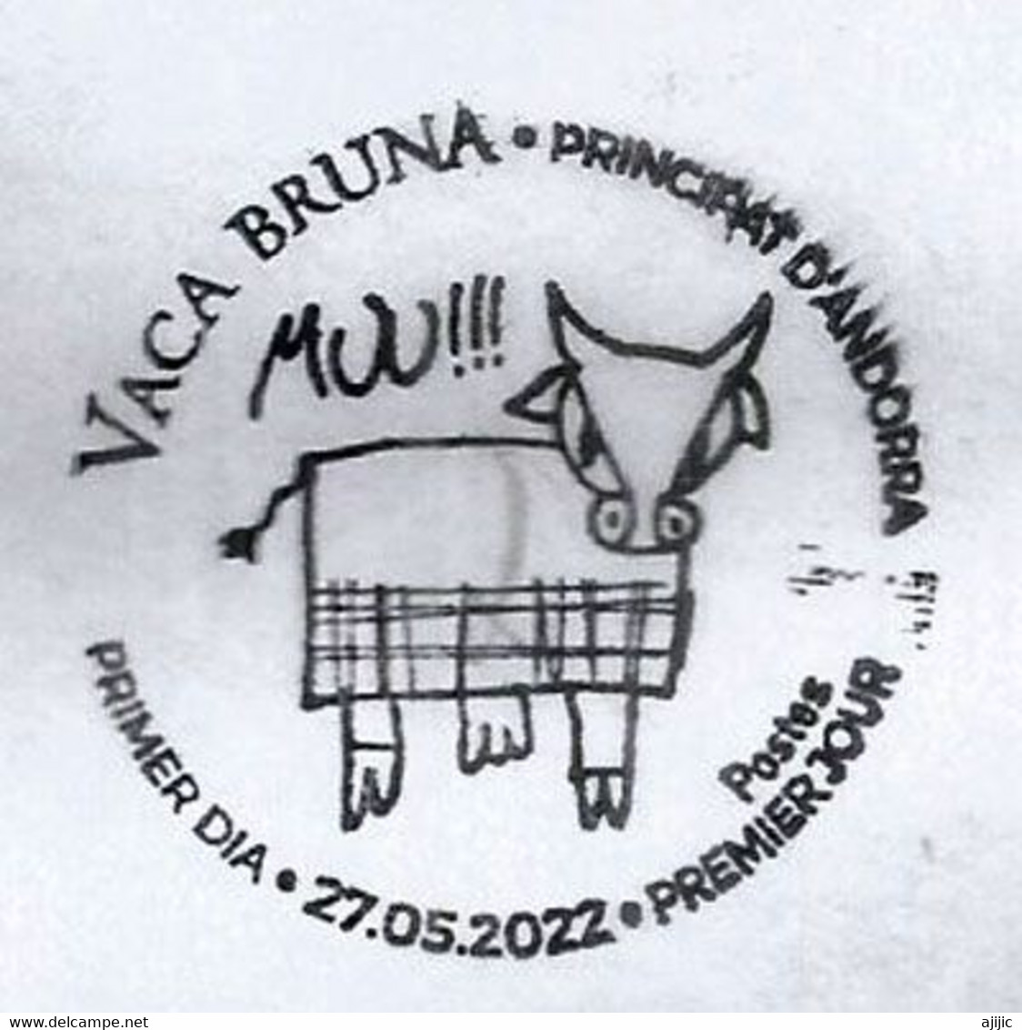 2022 ,La Vache Brune , La Vaca Marrón (Vaca Bruna)  FDC Andorra La Vella  27-05-2022 - Cartas & Documentos