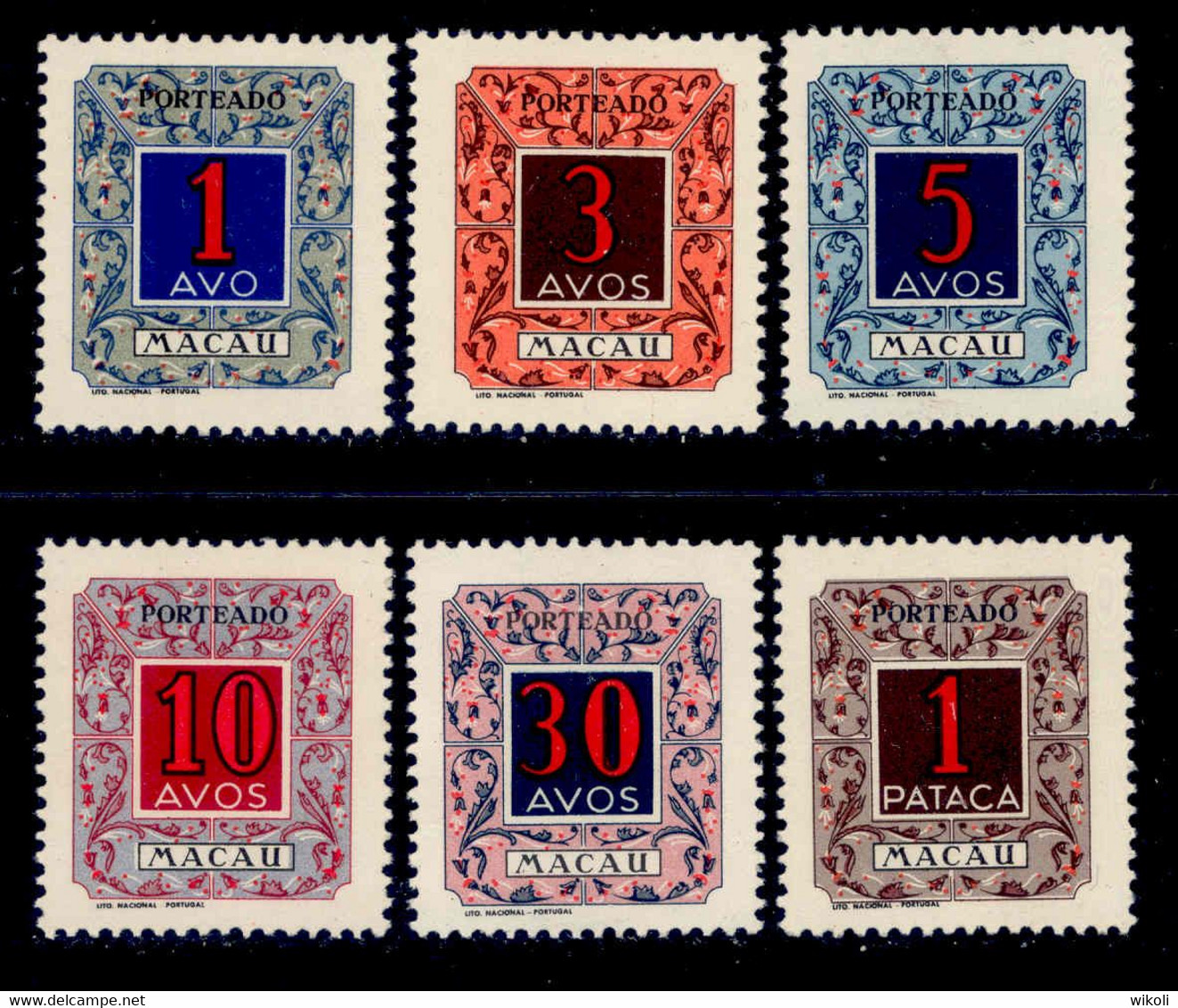 ! ! Macau - 1952 Postage Due (Complete Set) - Af. P 54 To 59 - MNH - Timbres-taxe