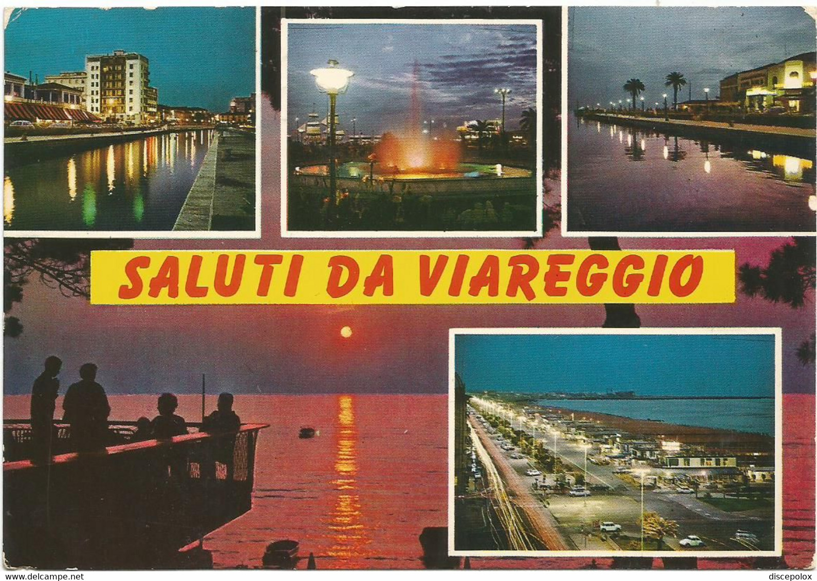 AB6104 Saluti Da Viareggio - Panorama Vedute Multipla - Notturno Notte Nuit Night Nahct Noche / Viaggiata 1977 - Viareggio