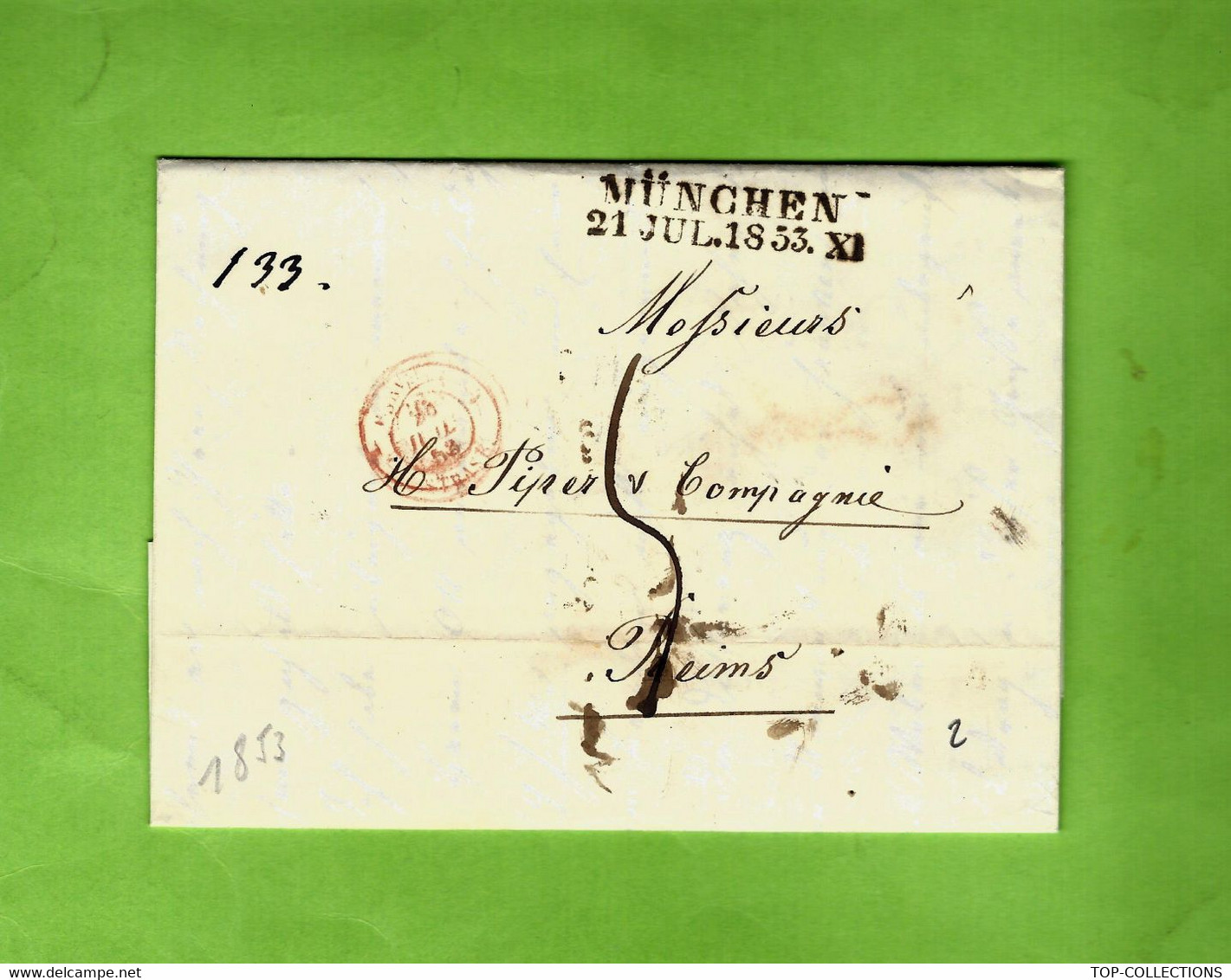 1853 Frankreich Champagner Produzent De Munich MUNCHEN  Pour Piper Maison De Champagne Reims  France V.TEXTE + SCANS - Prephilately