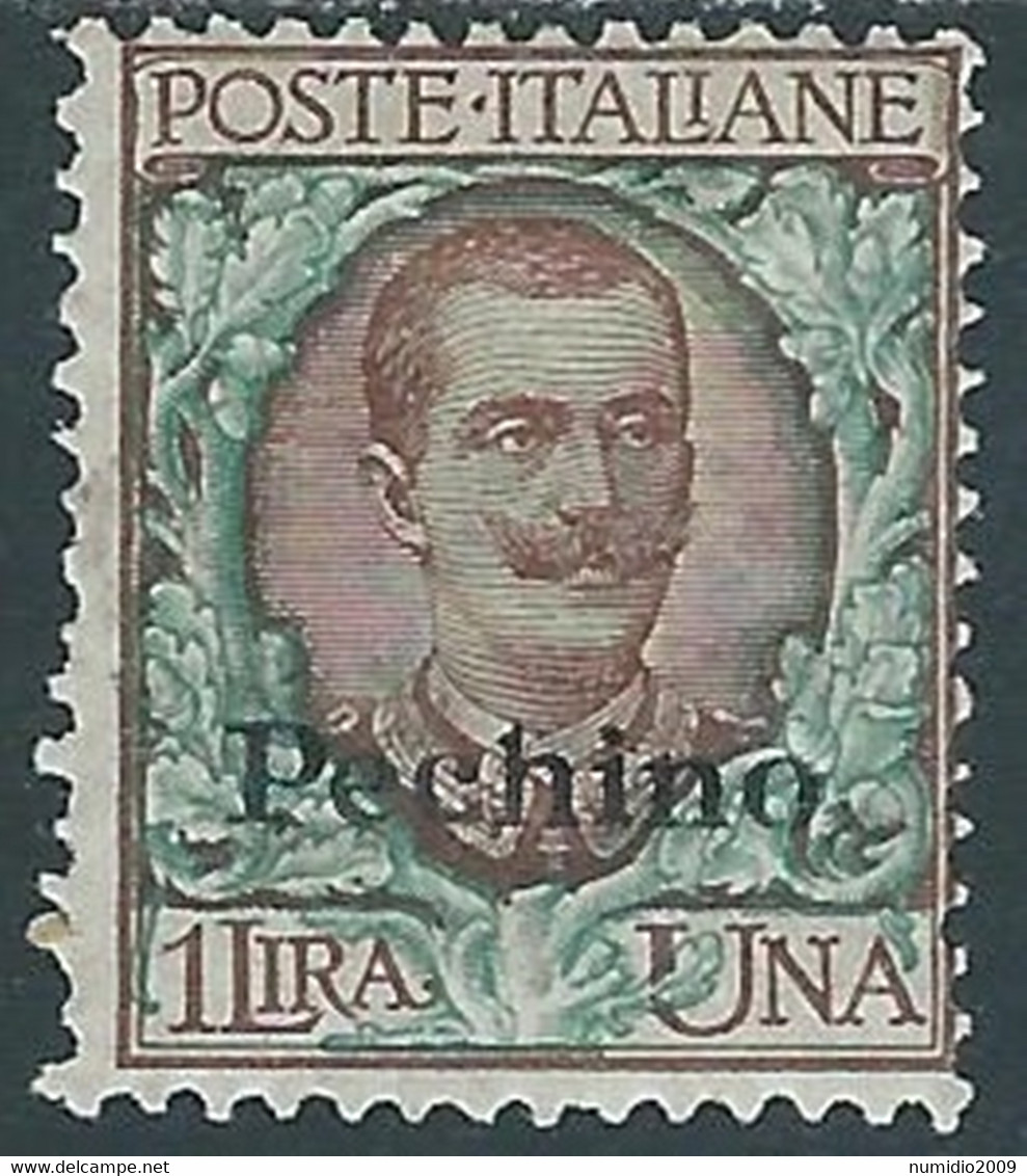 1917-18 CINA PECHINO FLOREALE 1 LIRA MH * - RF38-2 - Pechino