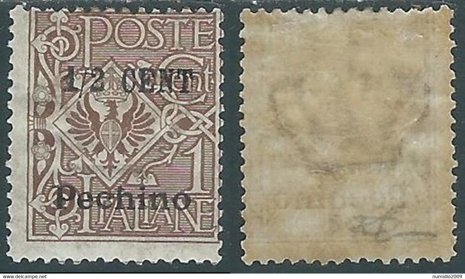 1918-19 CINA PECHINO AQUILA SOPRASTAMPATO 1/2 SU 1 CENT MH * - E198-2 - Peking