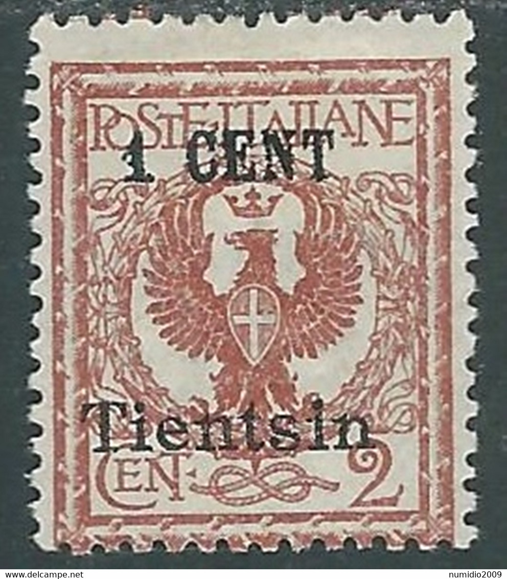 1918-19 CINA TIENTSIN AQUILA SOPRASTAMPATO 1 SU 2 CENT MH * - RF40-9 - Tientsin