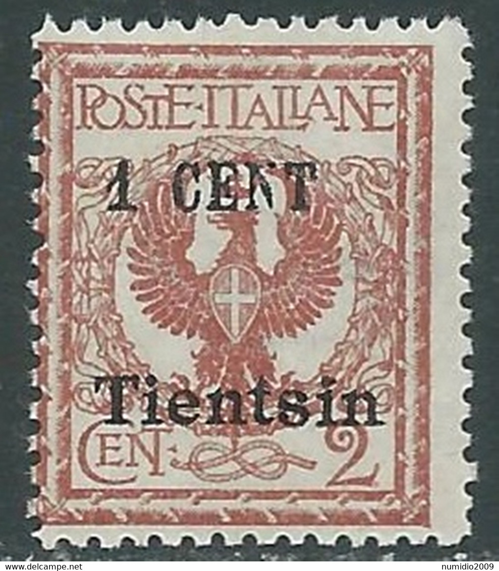 1918-19 CINA TIENTSIN AQUILA SOPRASTAMPATO 1 SU 2 CENT MNH ** - RF40-2 - Tientsin