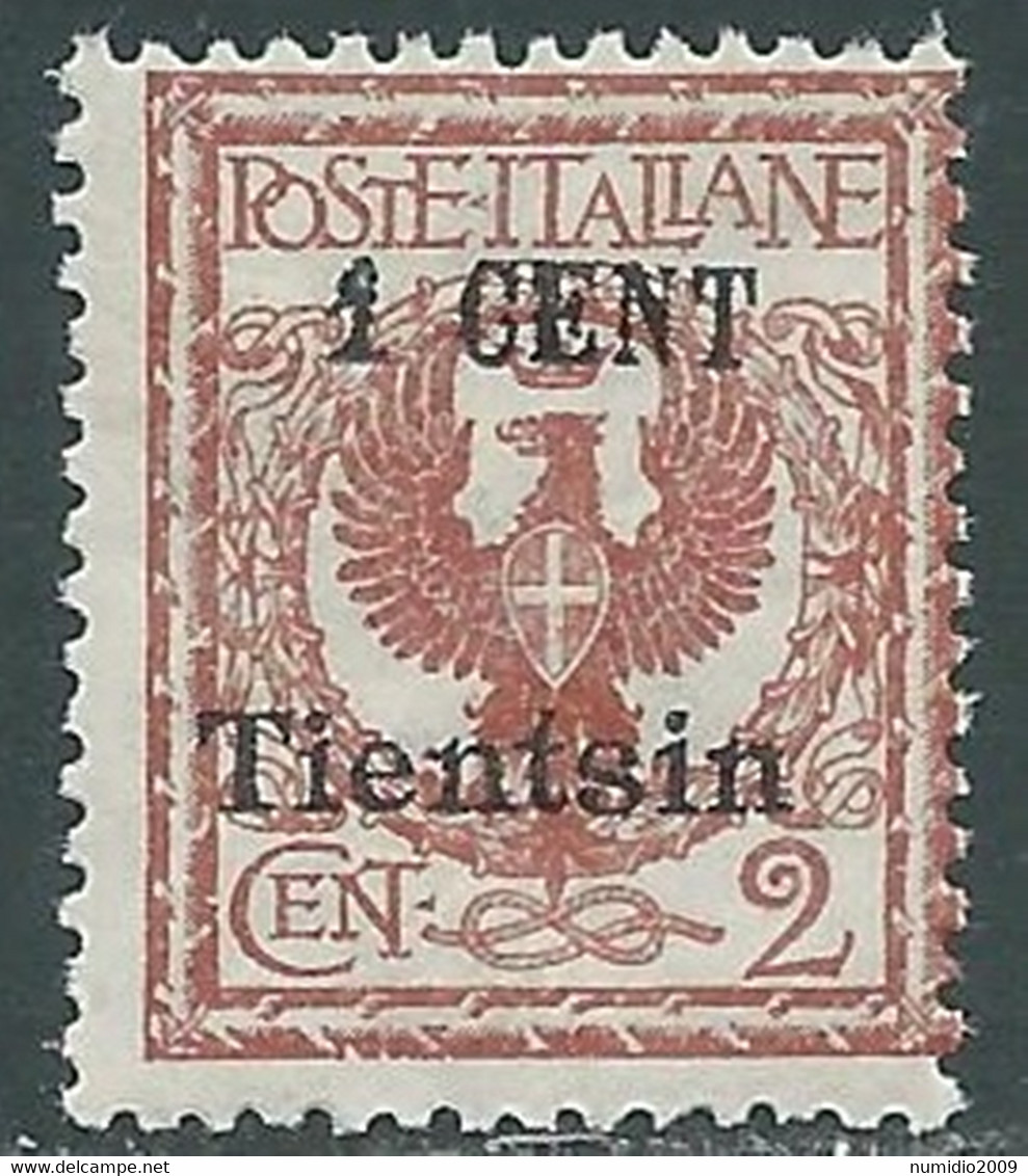 1918-19 CINA TIENTSIN AQUILA SOPRASTAMPATO 1 SU 2 CENT MNH ** - RF40-6 - Tientsin