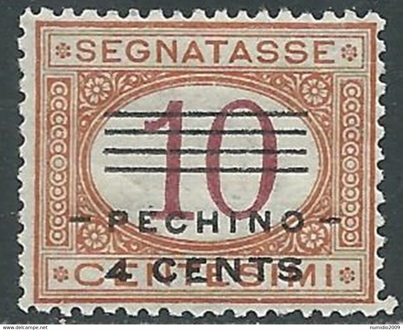 1919 CINA PECHINO SEGNATASSE SOPRASTAMPATO 4 SU 10 CENT MNH ** - RF38-7 - Pechino