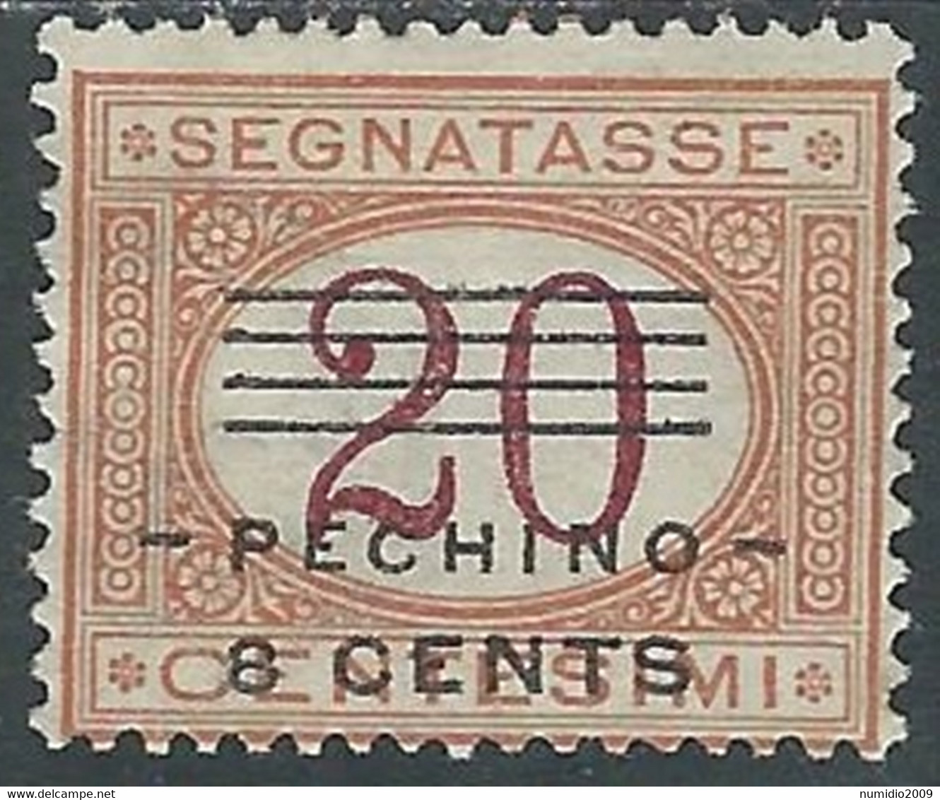 1919 CINA PECHINO SEGNATASSE SOPRASTAMPATO 8 SU 20 CENT MH * - RF38-9 - Pechino