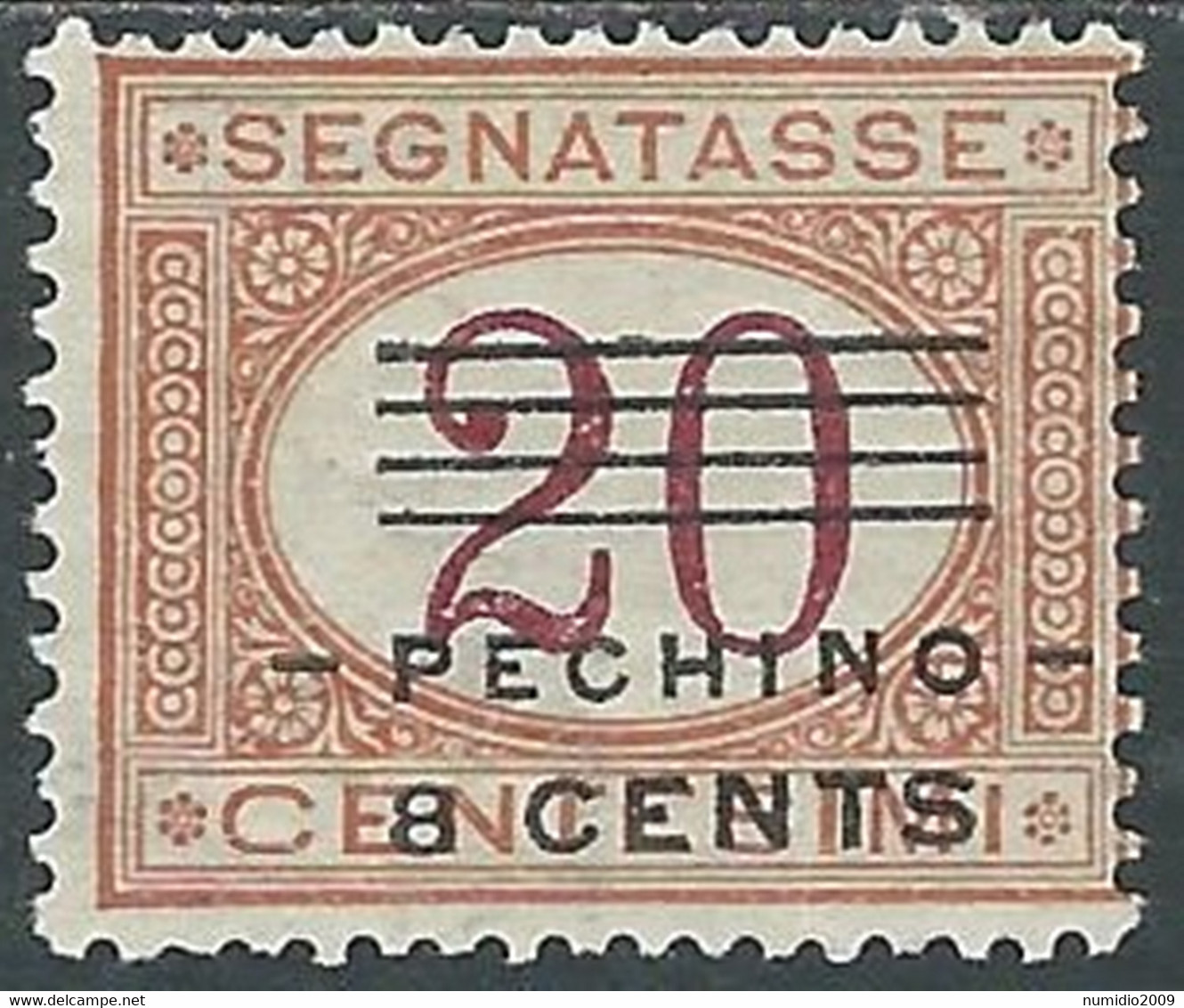 1919 CINA PECHINO SEGNATASSE SOPRASTAMPATO 8 SU 20 CENT MH * - RF40-9 - Pékin