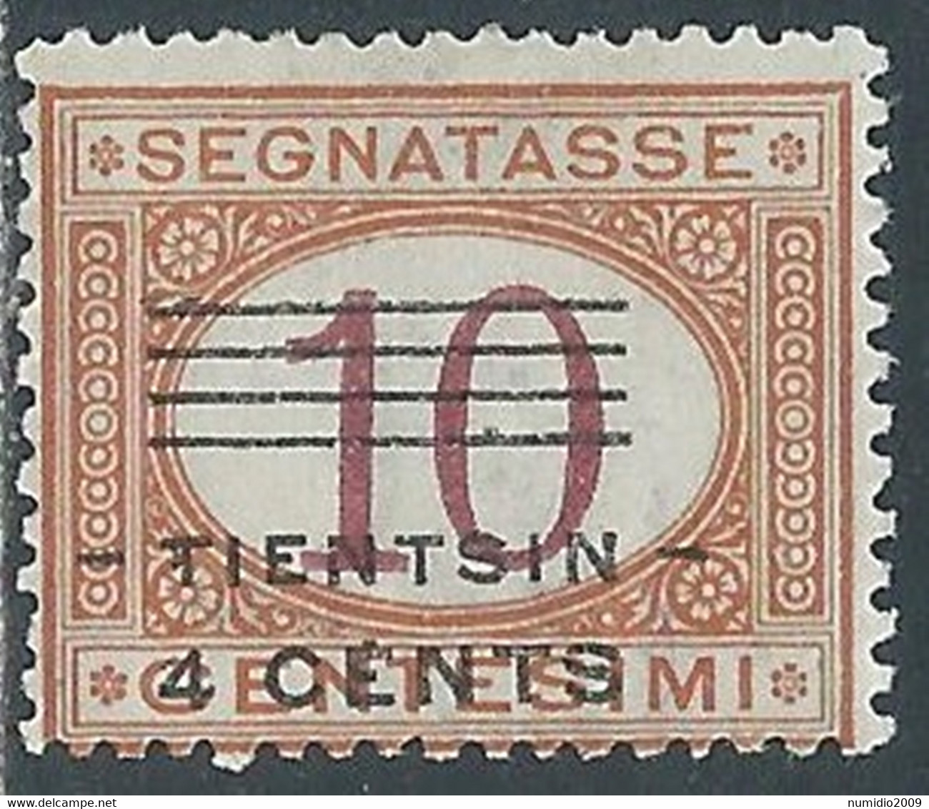 1919 CINA TIENTSIN SEGNATASSE SOPRASTAMPATO 4 SU 10 CENT MH * - RF40 - Tientsin