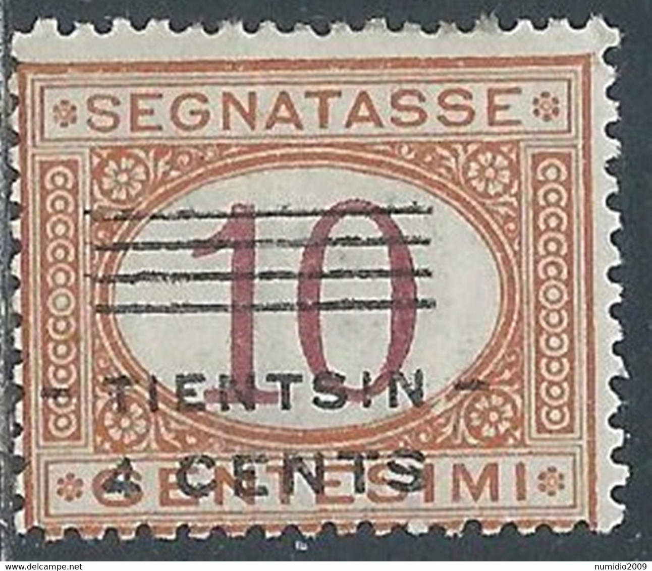 1919 CINA TIENTSIN SEGNATASSE SOPRASTAMPATO 4 SU 10 CENT MH * - RF40-2 - Tientsin