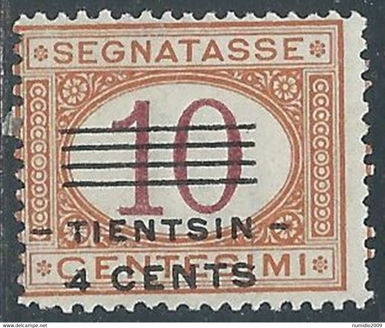 1919 CINA TIENTSIN SEGNATASSE SOPRASTAMPATO 4 SU 10 CENT MH * - RF40-3 - Tientsin