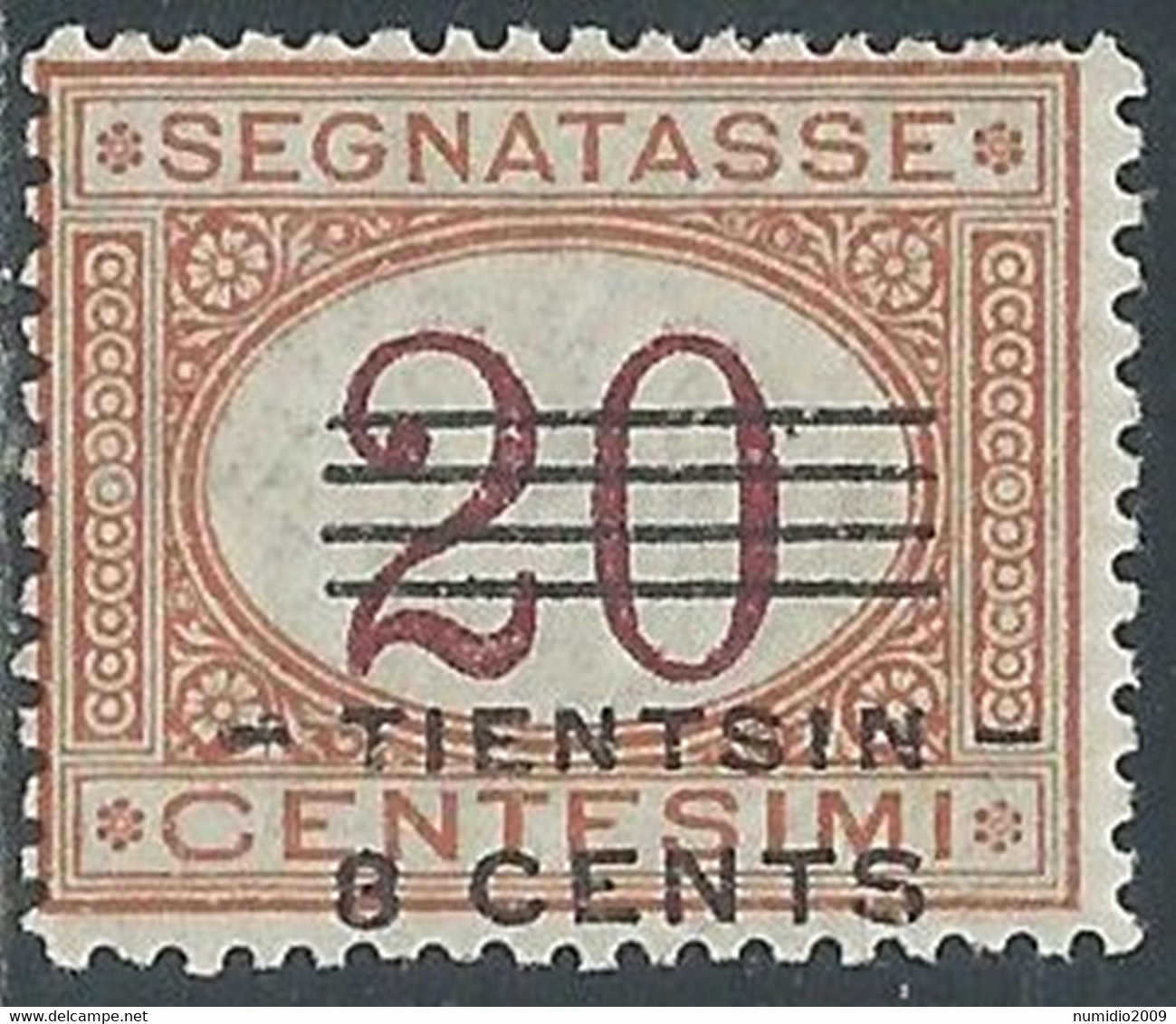 1919 CINA TIENTSIN SEGNATASSE SOPRASTAMPATO 8 SU 20 CENT MH * - RF40-4 - Tientsin