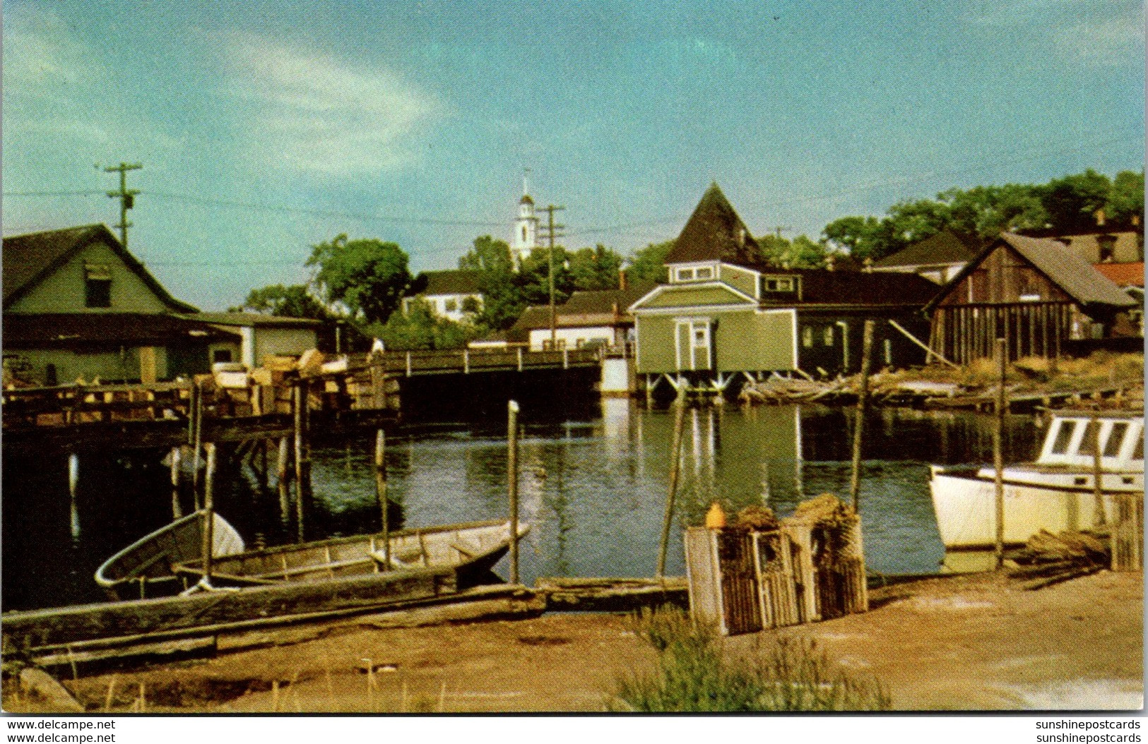 Maine Kennebunkport Harbor View With Congregational Church In Background - Kennebunkport