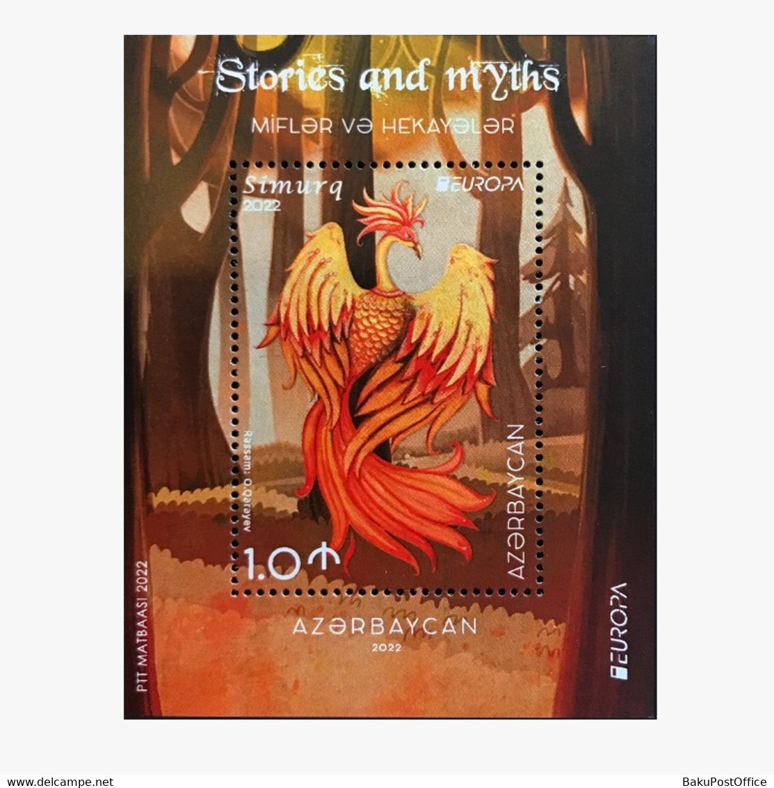 Azerbaijan EUROPA 2022 Myths And Stories Simurg 1 Minisheet CEPT - 2022