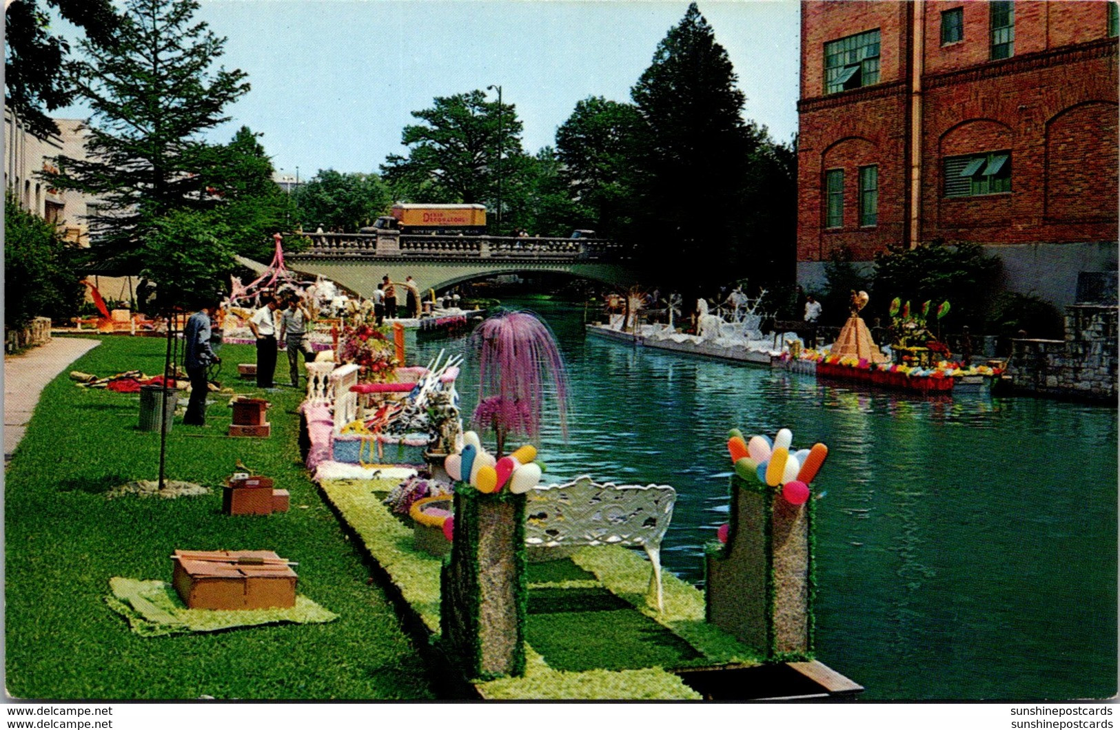 Texas San Antonio Decorating River Floats For Annual River Parade - San Antonio