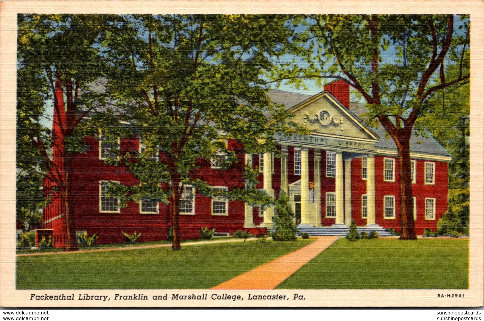 Pennsylvania Lancaster Fackenthal Library Franklin And Marshall College Curteich - Lancaster