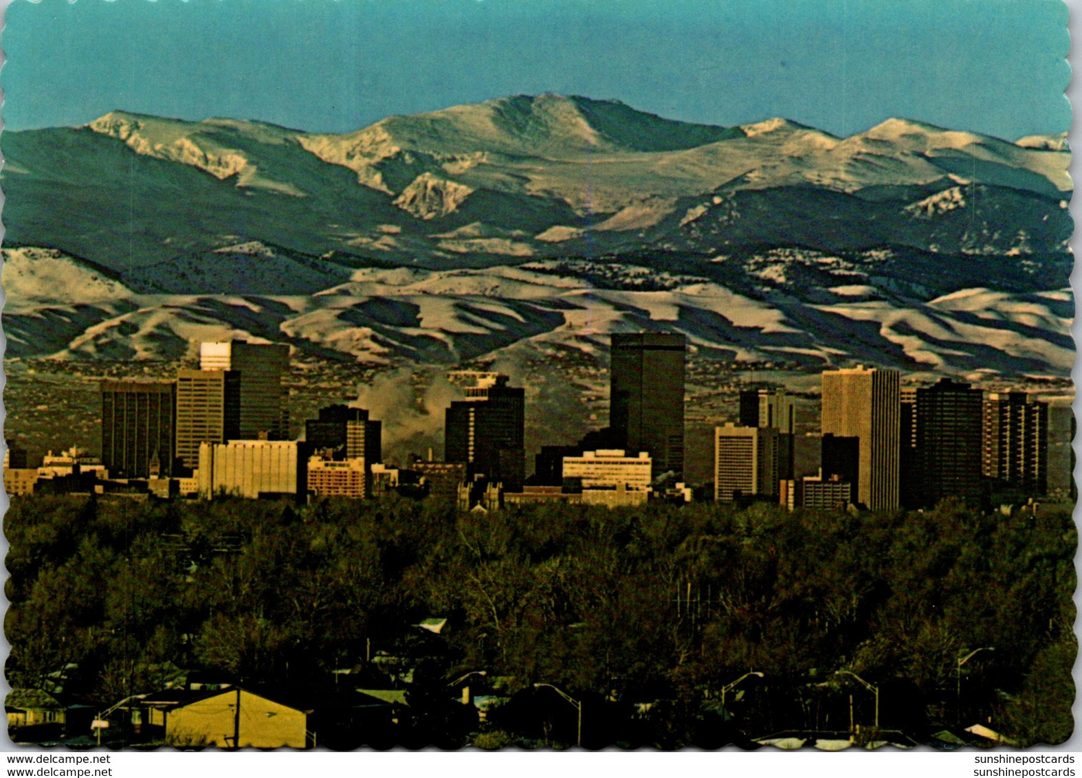 Colorado Denver Skyline Against Rocky Mountains - Denver