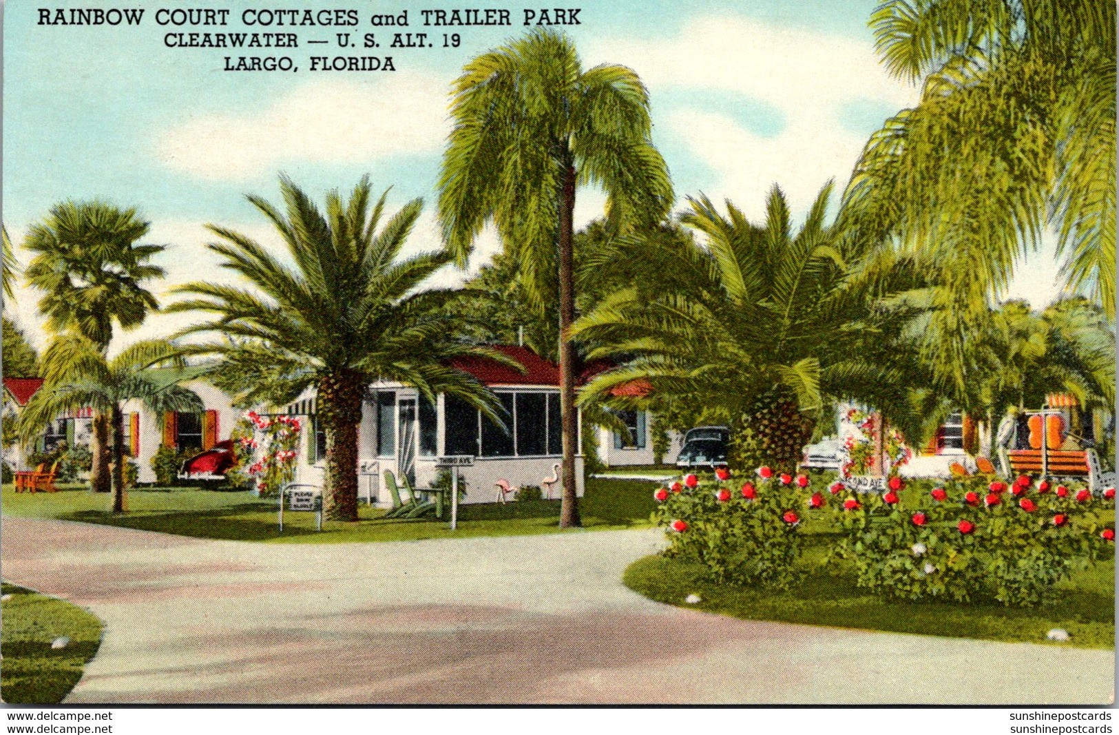 Floorida Clearwater Largo Rainbow Court Cottages And Trailer Park Curteich - Clearwater