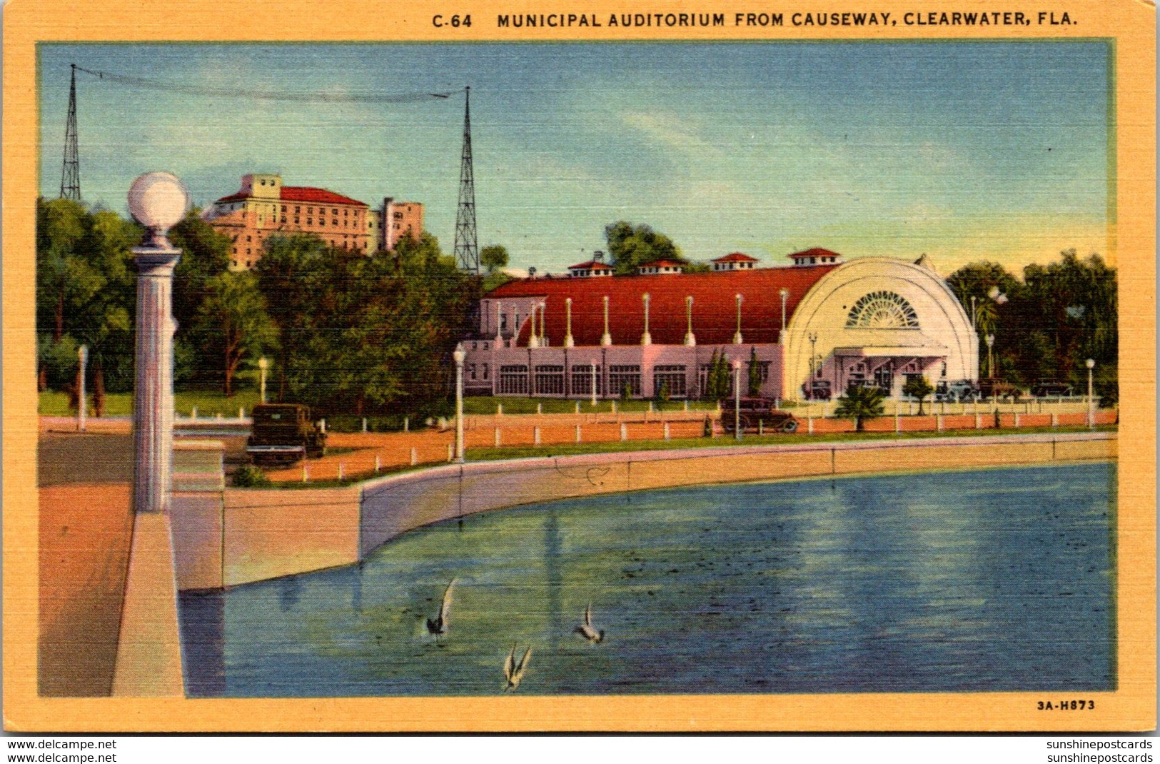 Floorida Clearwater Municipal Auditorium From Causeway Curteich - Clearwater