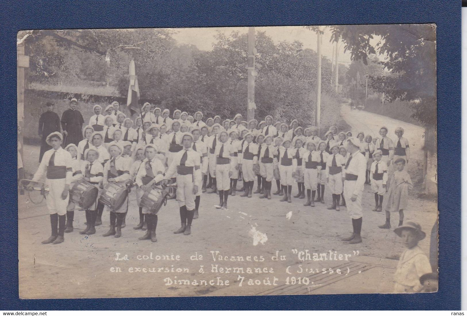 CPA Suisse Hermance Carte Photo Circulé Voir Dos Le Chantier Cachet - Hermance