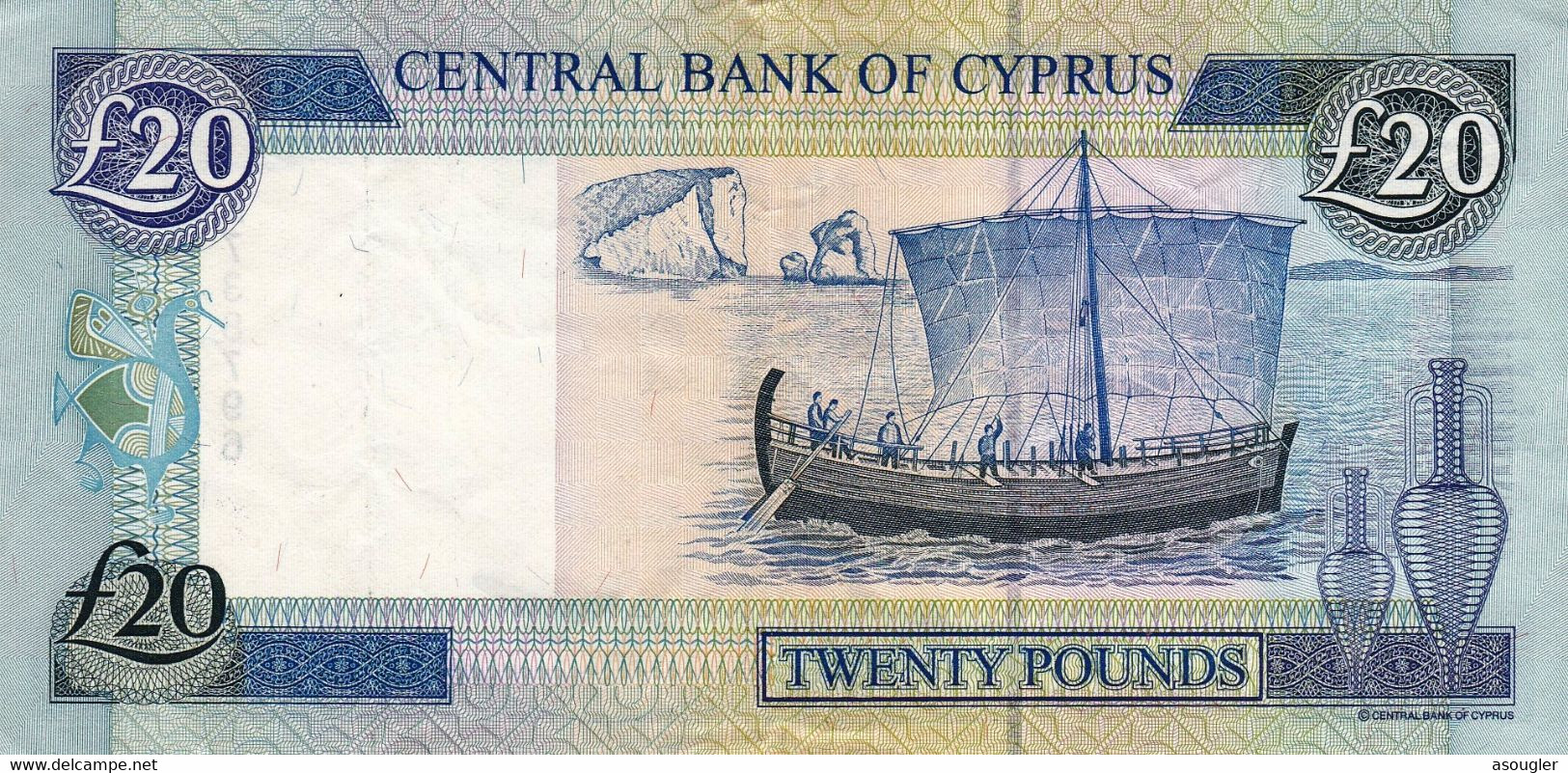 CYPRUS 20 POUNDS 1997 VF-EXF P-63a "free Shipping Via Registered Air Mail" - Cyprus