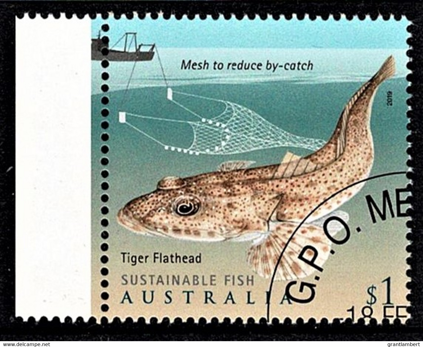 Australia 2019 Sustainable Fish $1 Flathead Marginal CTO - - Used Stamps