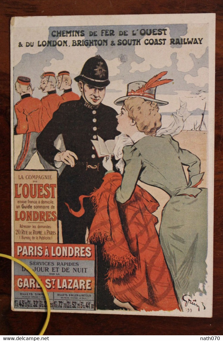 1910's CPA Ak Publicité Pub Illustrateur Chemins De Fer De L'Ouest London Brighton - Publicité