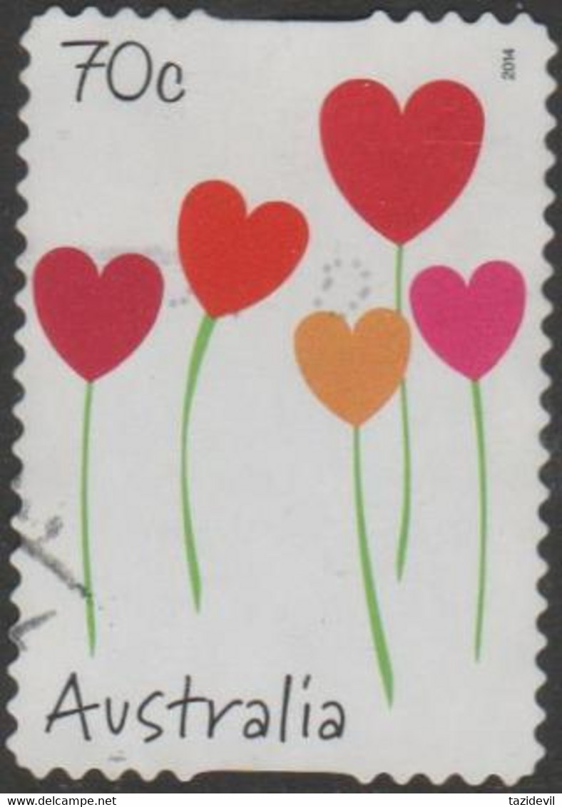 AUSTRALIA - DIE-CUT- USED 2014 70c Special Occasions - Heart Shaped Flowers - Used Stamps