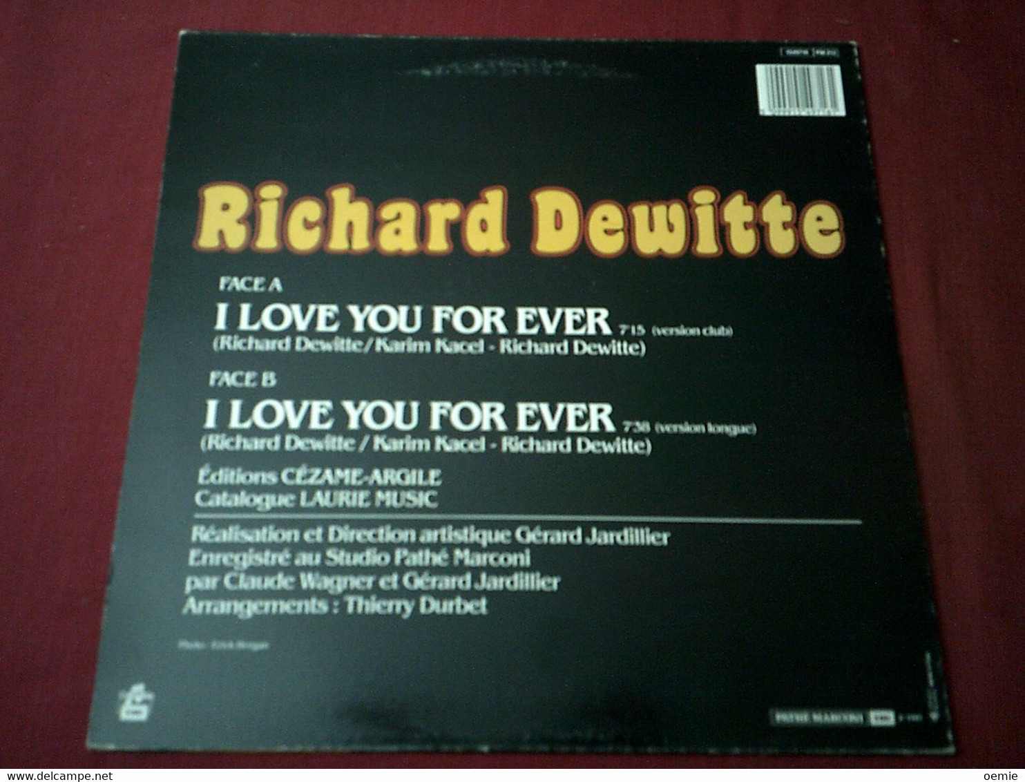 RICHARD DEWITTE  °  I LOVE YOU  FOR EVER - 45 T - Maxi-Single