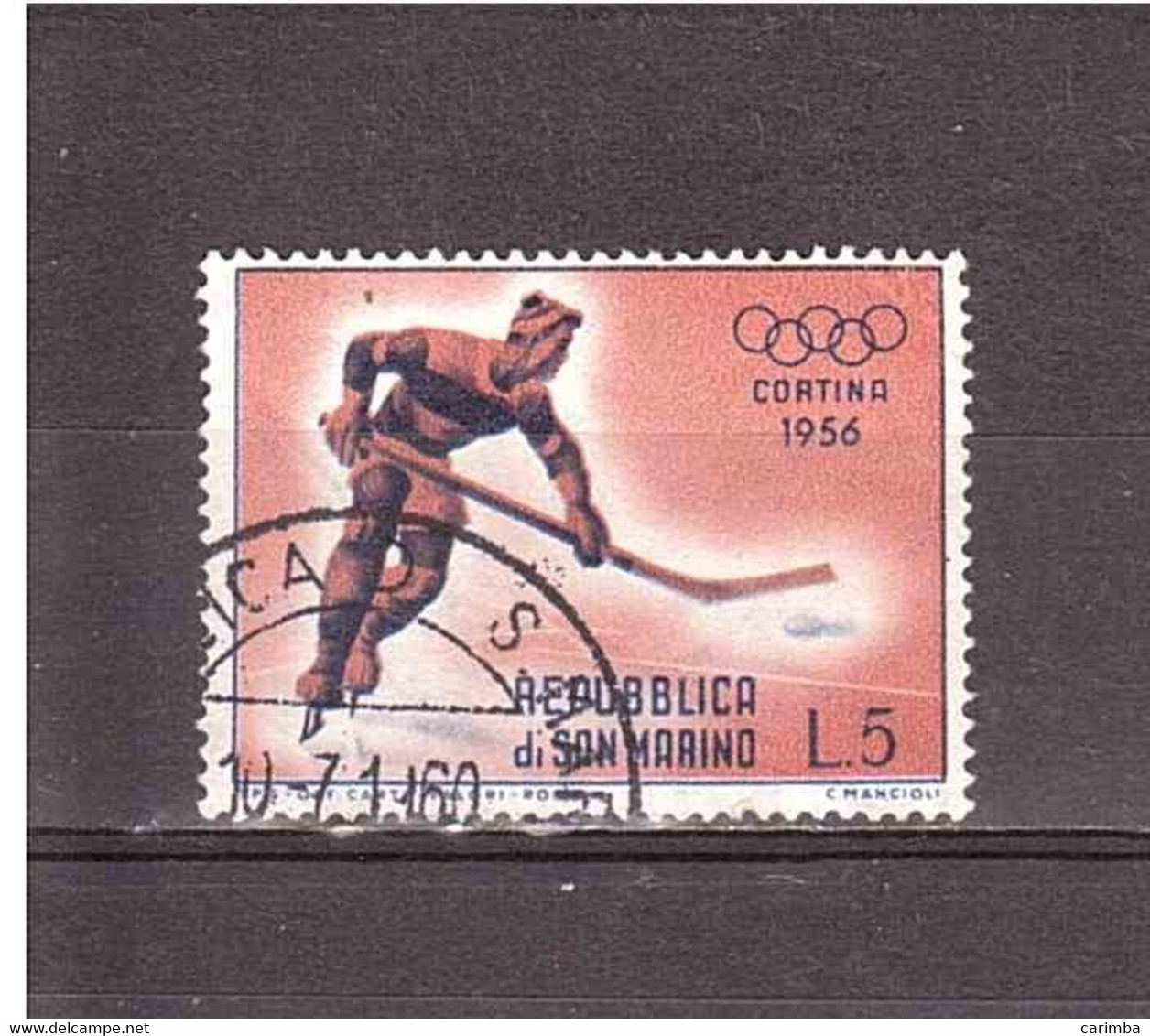 OLIMPIADI CORTINA 1956 4 LIRE5 - Hiver 1956: Cortina D'Ampezzo