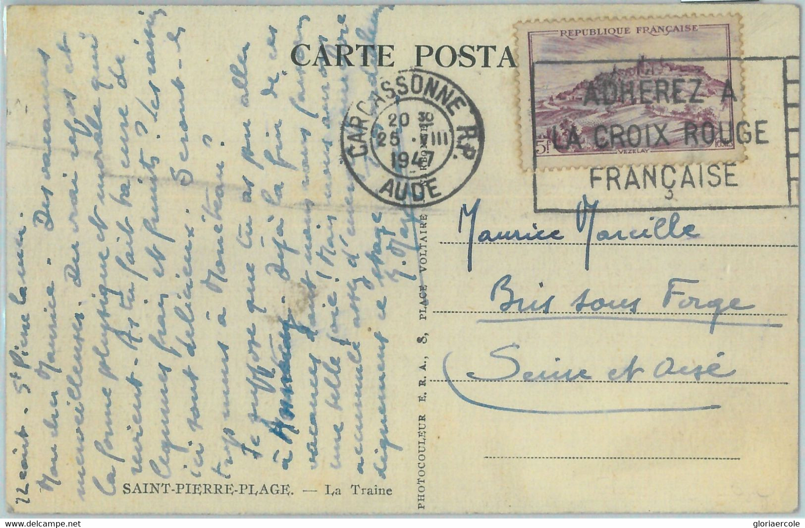 86706 - FRANCE - Postal History - POSTMARK On POSTCARD 1947 - Medicine RED CROSS - Croix-Rouge