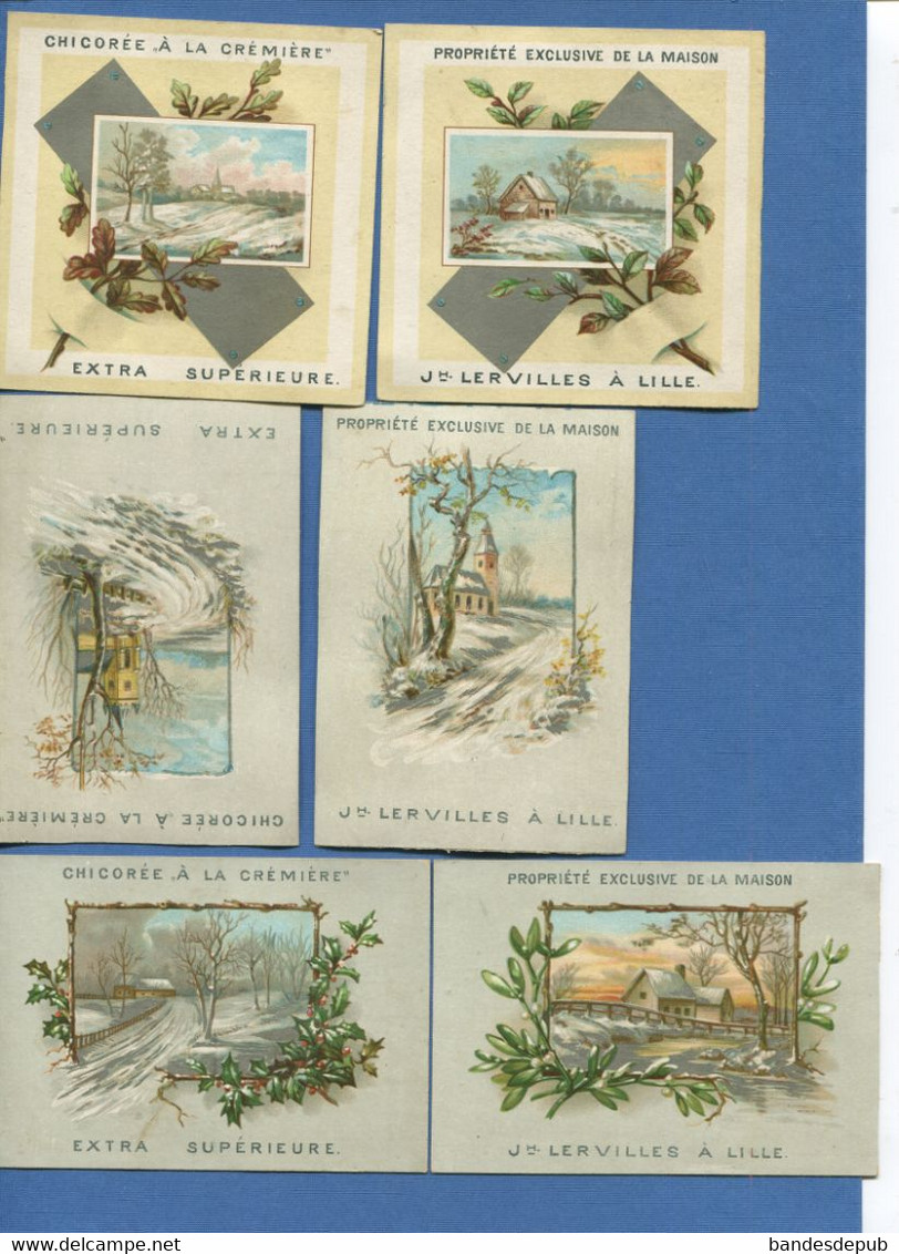 Lille Lervilles Chicorée Cremiere Bel Ensemble 6 Chromos Calendrier 1888 Argent  Paysage Hiver - Small : ...-1900