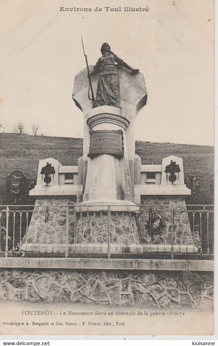 FONTENOY   ( 54 ) ENV DE  TOUL  , LE  MONUMENT EN  SOUVENIR  DE  LA  GUERRE  DE  1870  / 74  -C P A  (22 / 6 / 239  ) - Toul
