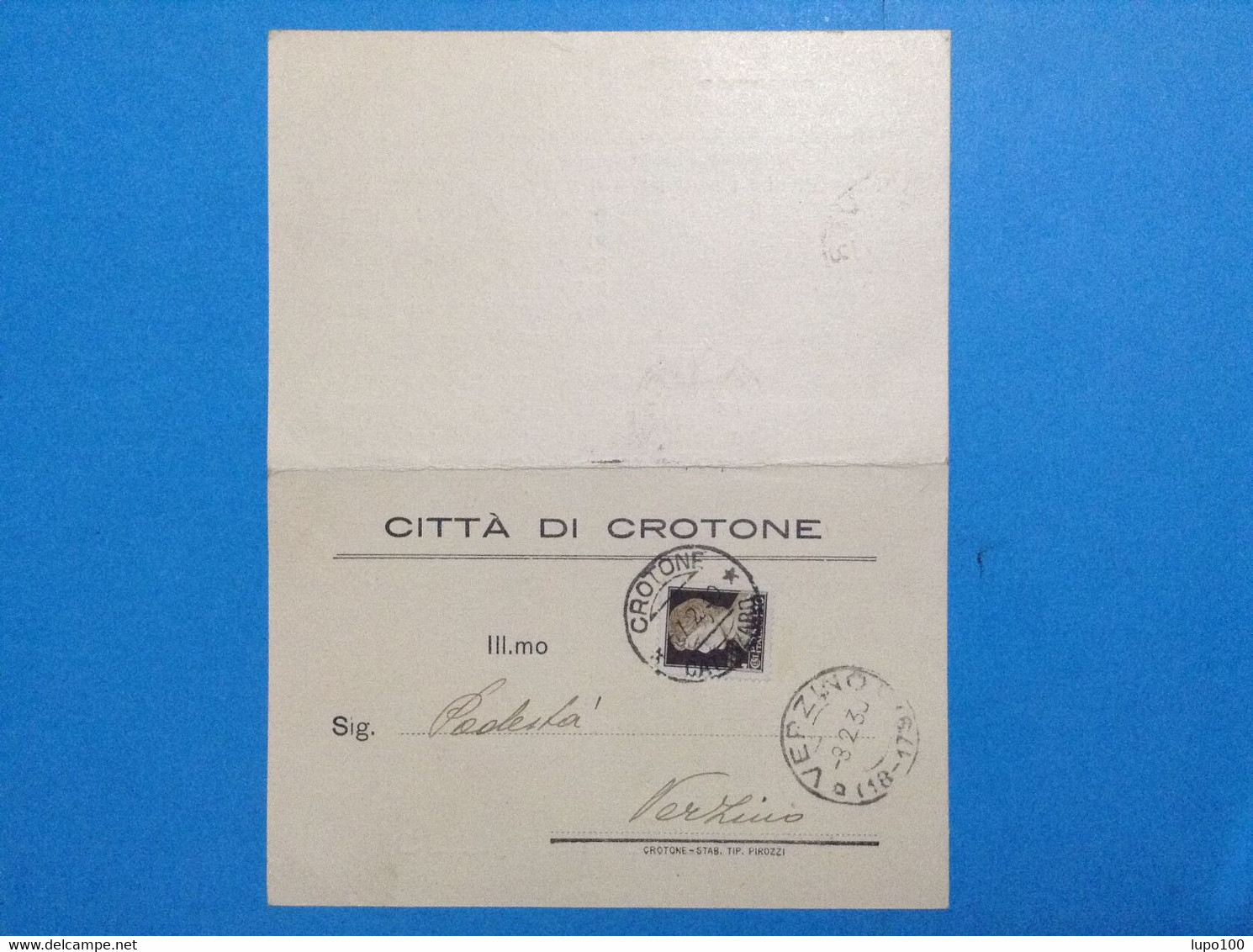 ITALIA REGNO 1930 CITTA' DI CROTONE CARTOLINA MERCATO PERIODICO BESTIAME BOVINI OVINI EQUINI TACCHINI SUINI - Historical Documents